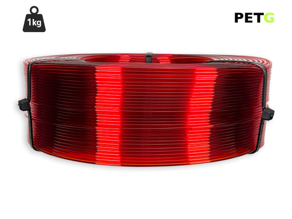 PETG Filament - 1,75 mm - Transparent Rot - 1 kg Refill