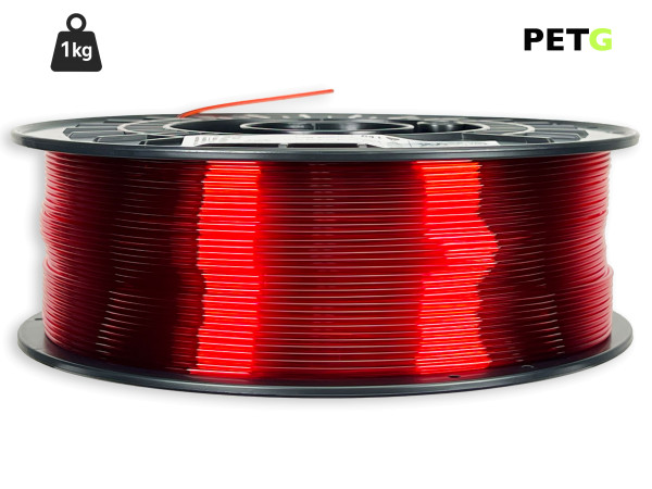 PETG Filament - 1,75 mm - Transparent Rot - 1 kg